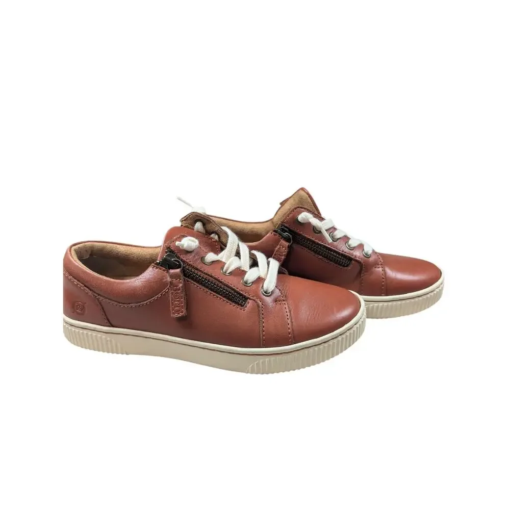 Born Paloma Brown Leather Zip-Up Laced Sneakers Shoes Size Womens 6.5 Comfort - Picture 2 of 11